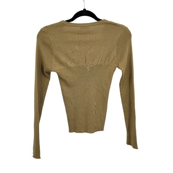 90's United Colors Of Benetton Cardigan Sweater Mini Wool Button Tie Camel XXS - Picture 2 of 10